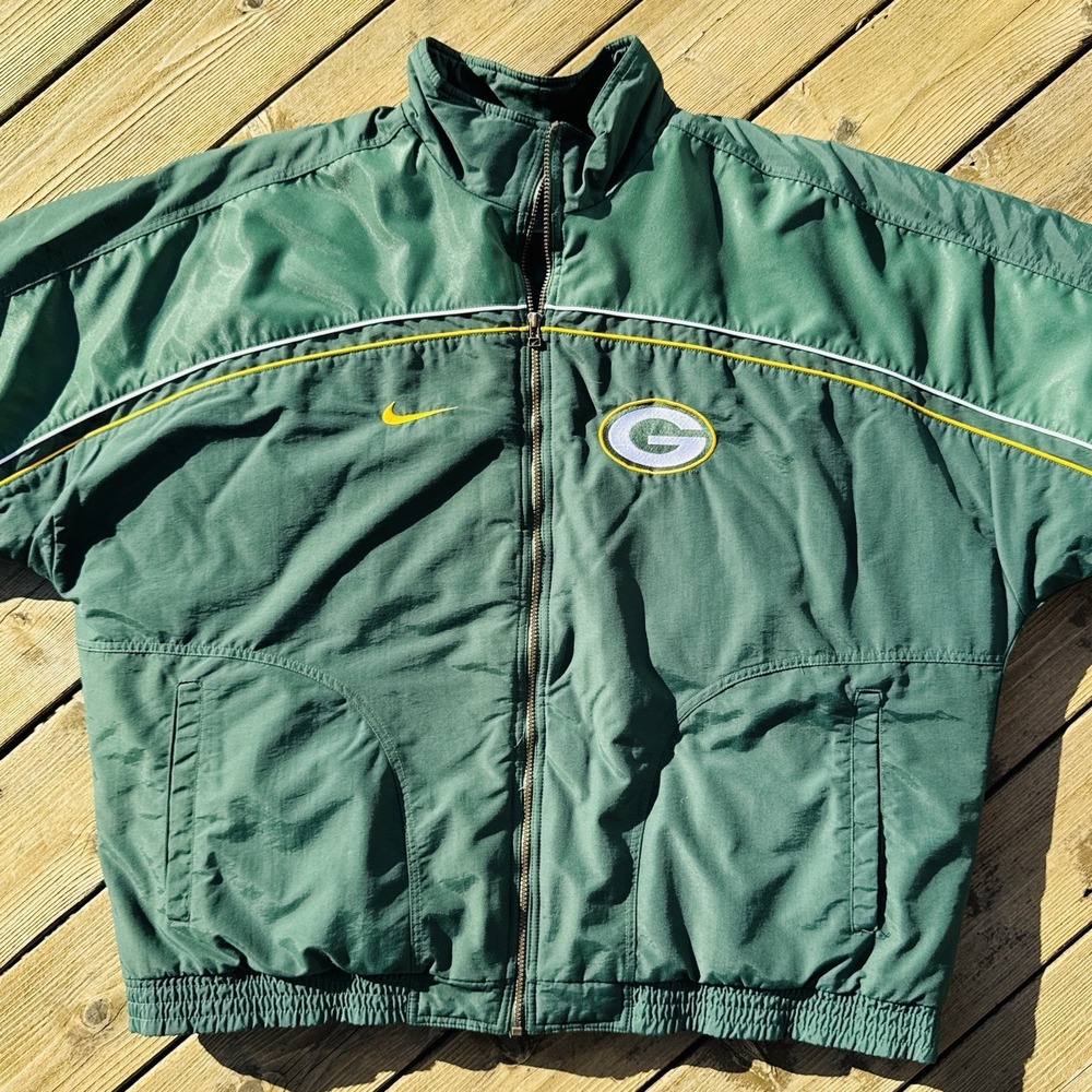 Vintage 90s Nike NFL Green Bay Packers Jacket XXL Team Pro Line Swoosh - Picture 2 of 16